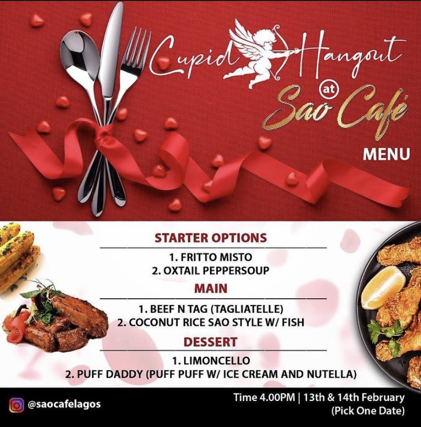 luvly_simi's tweet photo. Cupid hangout is next weekend 💃🏽💃🏽 are you looking to unwind with or without a partner?? This is the perfect place to be🔥
@lagos_foodie 

#ValentinesDay #ValentineIsComing #foodies #cupidhangout https://t.co/DHRDtCaVvc