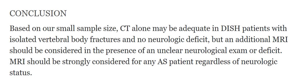 Is spine MRI essential in rigid spine fractures? Delighted to share our work @TSJ_Editor @NASSspine Great job 🦾 #radres Nandish Shah @BWHRadEdu @nyu_mskrad & thank you #spine surgeons @HMSOrthoTrauma for your collaboration #orthotwitter #EMRad #FOAMed bit.ly/2MEleWB