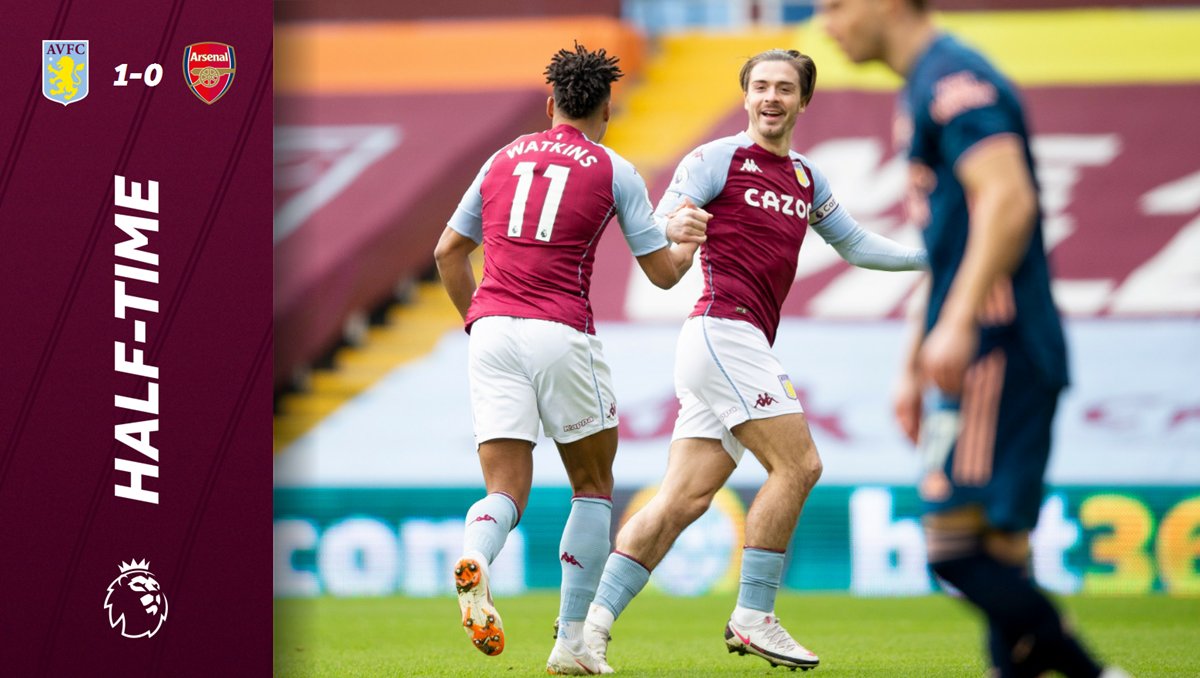 AVFCOfficial's tweet photo. Ollie Watkins' 12th goal of the season is the difference at the break! 👊 #AVLARS https://t.co/YvkNlJfamw