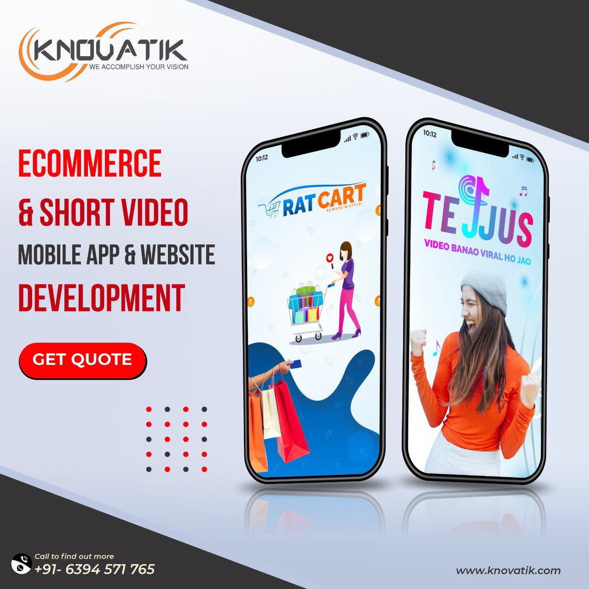 knovatik's tweet image. #Knovatik is a #leading #app_developer in #USA and #India that offers #mobile_application_development #services for #enterprises and #startups. Call or email us now to avail our reliable as well as affordable services.
+91-6394571765
info@knovatik.com
Knovatik.com