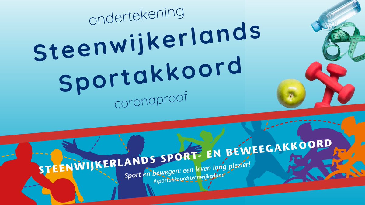 Ons Steenwijkerlands Sportakkoord ondertekenen we coronaproof door een foto te maken met het bordje ‘wij doen mee; sport en bewegen: een leven lang plezier’. Doet uw vereniging of organisatie ook mee? Stuur uw foto in #sportakkoordsteenwijkerland 🌐steenwijkerland.nl/sportakkoord
