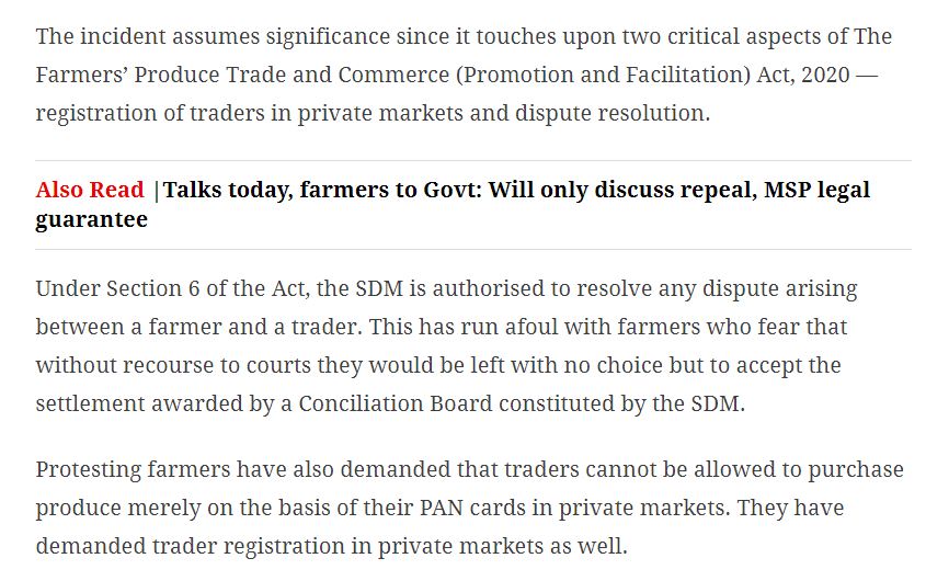 Claim 3: Legal mechanism in favour of farmers for timely paymentIdeally true. However the farmer is prevented from going to court as the highest authority offered is the appellate authority. It's easier for traders to enter without a license from APMC leading to fraud.