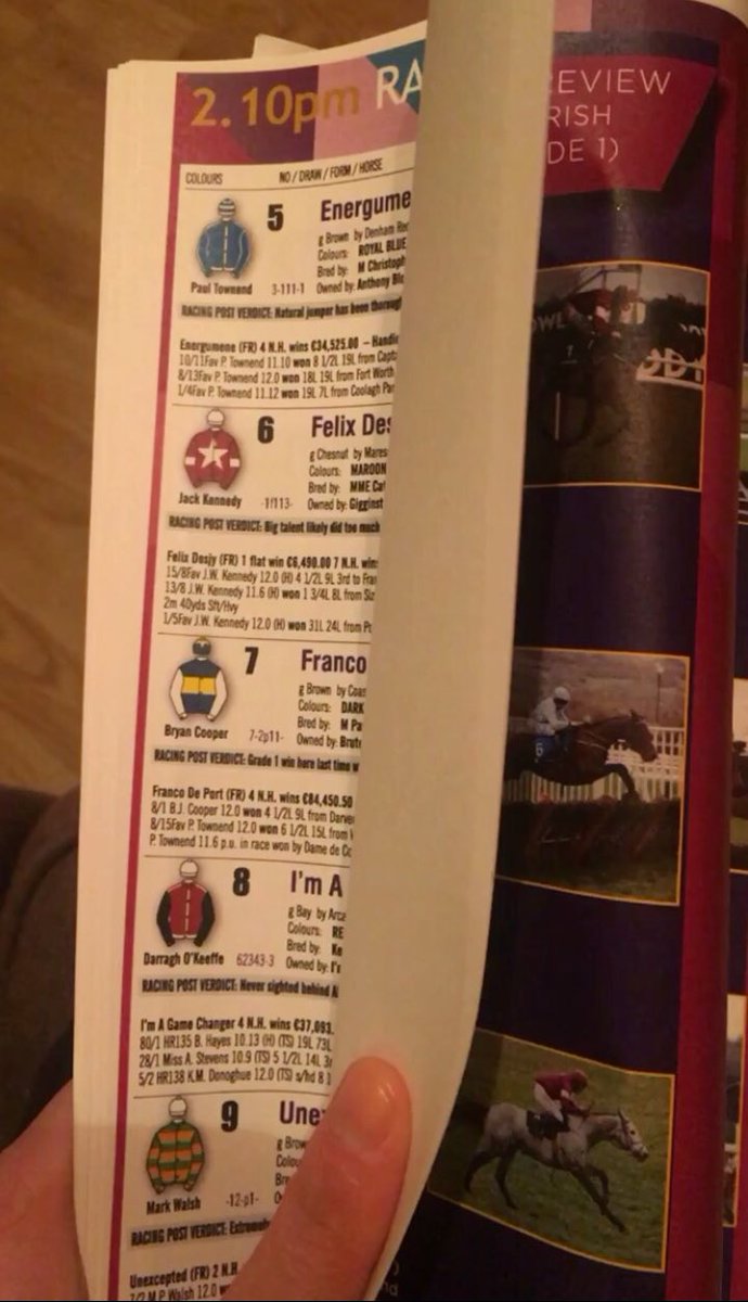 Cracking weekend in store with the Dublin Racing Festival at <a href="/LeopardstownRC/">Leopardstown RC</a>. Wishing I was there to catch this beauty as always! Tv will have to for this year. Racecard in hand though and ready to go 🐎👏🏻 #DublinRacingFestival #petitmouchoir