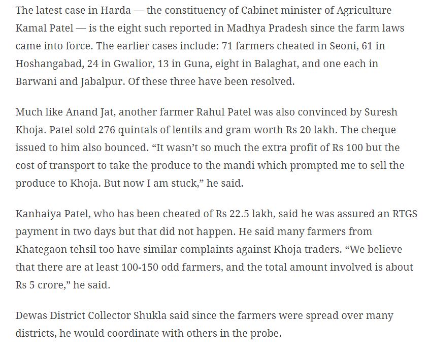 Claim 6: Buyers cannot get away from making full payments to farmersFrauds have already happened, and farmers have been duped since the laws passed, and they're only going to increase further.