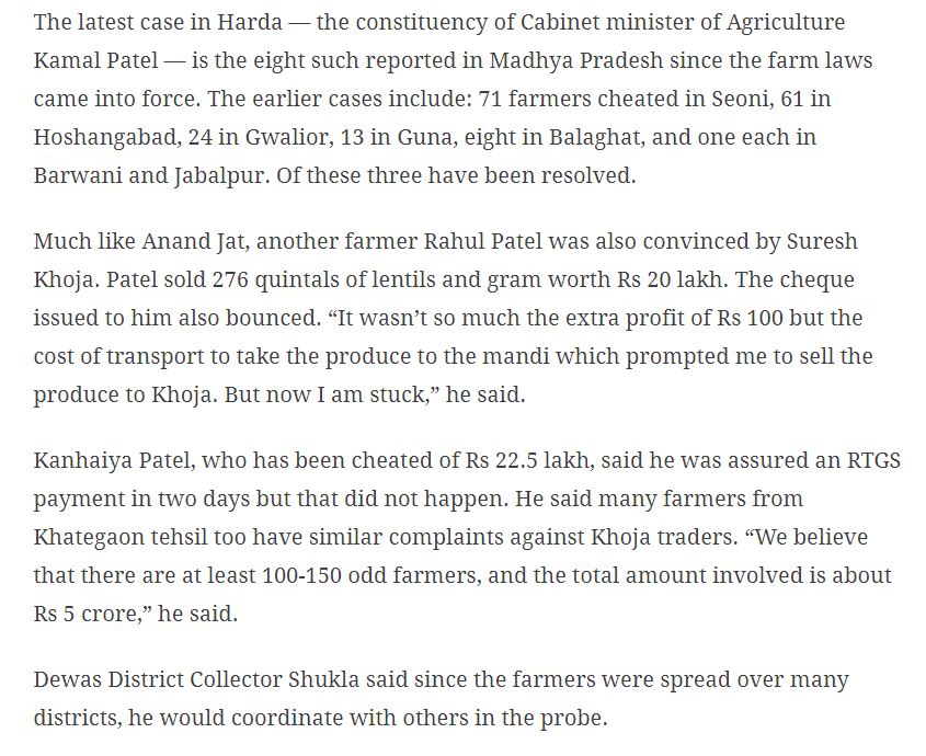 Claim 6: Buyers cannot get away from making full payments to farmersFrauds have already happened, and farmers have been duped since the laws passed, and they're only going to increase further.