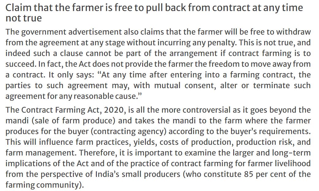 Claim 8: Farmers can end agreements.Again, not true as explained below.