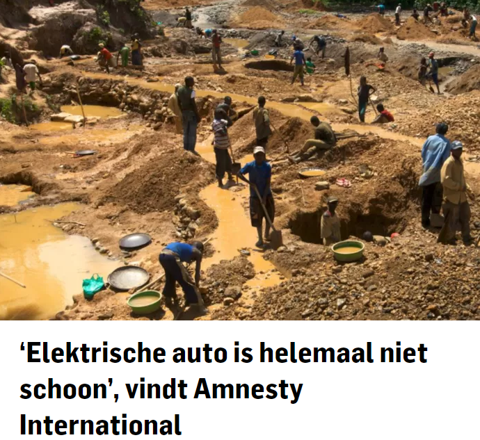 Ter info : elektrische auto's zijn alarmerend slecht vr milieu vanwege de vervuilende mijnbouw voor de giftige zwaar metalen nodig vr batterij. Bovendien is mijnbouw in handen van corrupte regimes. U rijdt eigenlijk op uitgebuite kinderarbeid. Feiten. Bron : Amnesty International