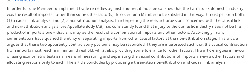 Catherine E. Gascoigne, "The Determination of Causation in the Application of Trade Remedies"