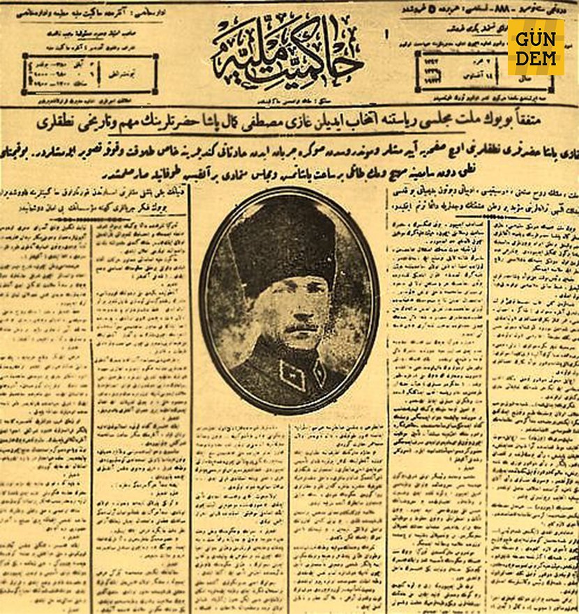 #gündem | 100 yıl önce bugün Hakimiyeti Milliye gazetesi, günlük olarak çıkmaya başladı. (Fotoğraf: Gazetenin 14 Ağustos 1922 tarihli sayısı)