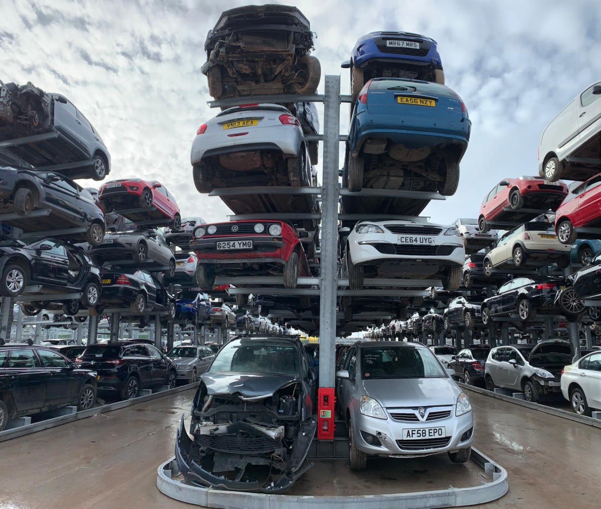 CityFireGlos's tweet photo. It is official. Fire extinguishers do grow on trees, well, car trees. Our latest installation of fire extinguishers at a #Gloucester car dismantler yard #FireSafety #Cheltenham #Stroud #Cotswolds #Worcester https://t.co/GOBa5lGI83