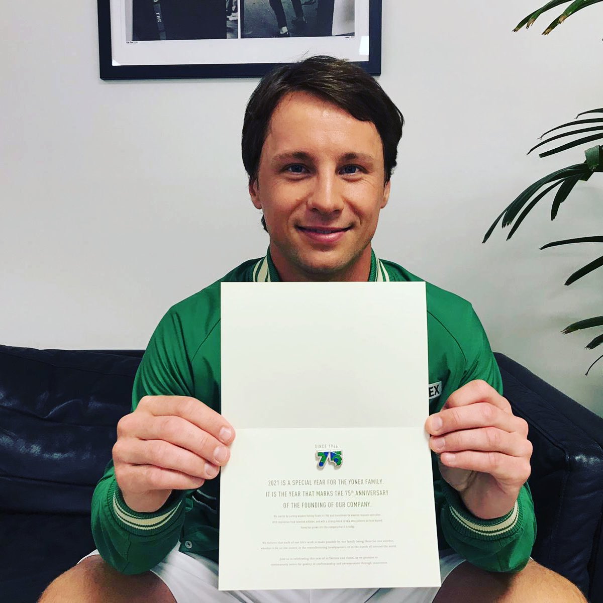 An honor to be part of Yonex Family and I can’t imagine any of my days without Yonex production. Thank you and I wish you a long years of prosperity! Happy 75th anniversary 😎 <a href="/yonex_tennis/">Yonex Tennis</a> #yonextennis #anniversary #tennislife