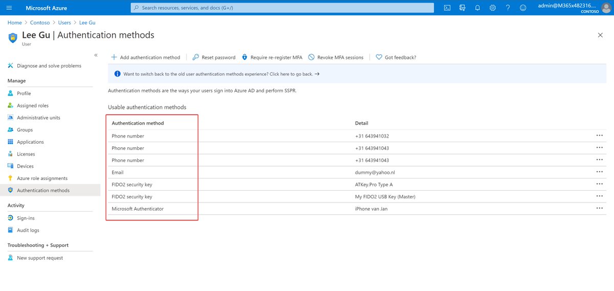 janbakker_'s tweet photo. Alrighty then! I like this kind of surprises. FIDO and Authenticator app showing up in the Azure portal 👍 https://t.co/OUdqt6Tj8T