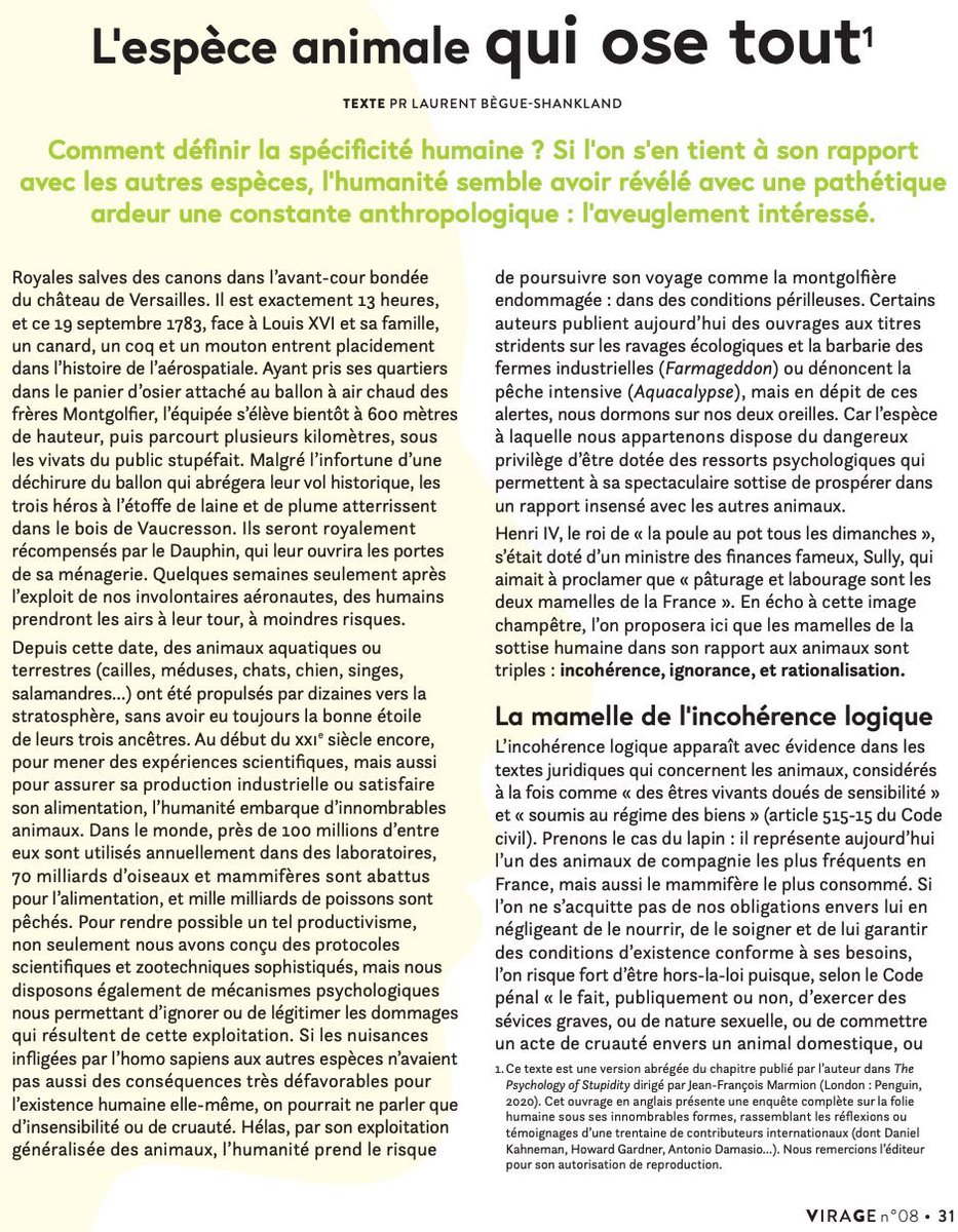 Treich13's tweet image. L&apos;espèce animale qui ose tout. De Laurent Bègue-Shankland.  Excellentissime.