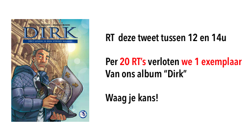 RT vandaag tussen 12u en 14u deze tweet!
Maak kans op #graphicnovel "Dirk"

Per 20 RT's verloot <a href="/StopDarmkanker/">Stop Darmkanker</a> één #boek #stripalbum

RT= waag je kans! #veelsucces 💙
Ook benieuwd hoeveel RT's?!