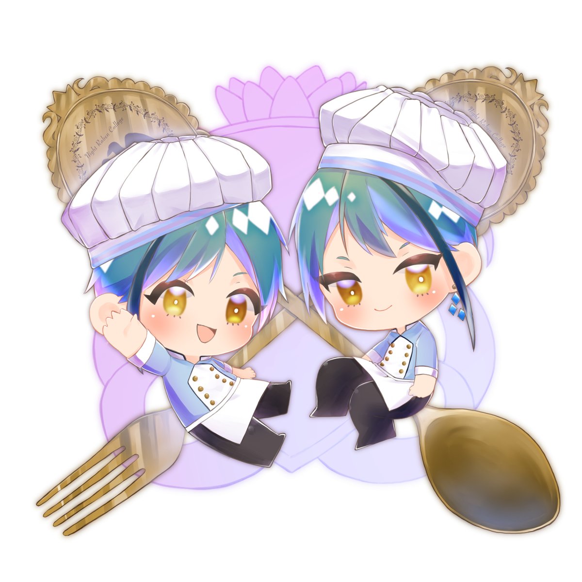 streaked hair brothers siblings chibi twins smile yellow eyes  illustration images