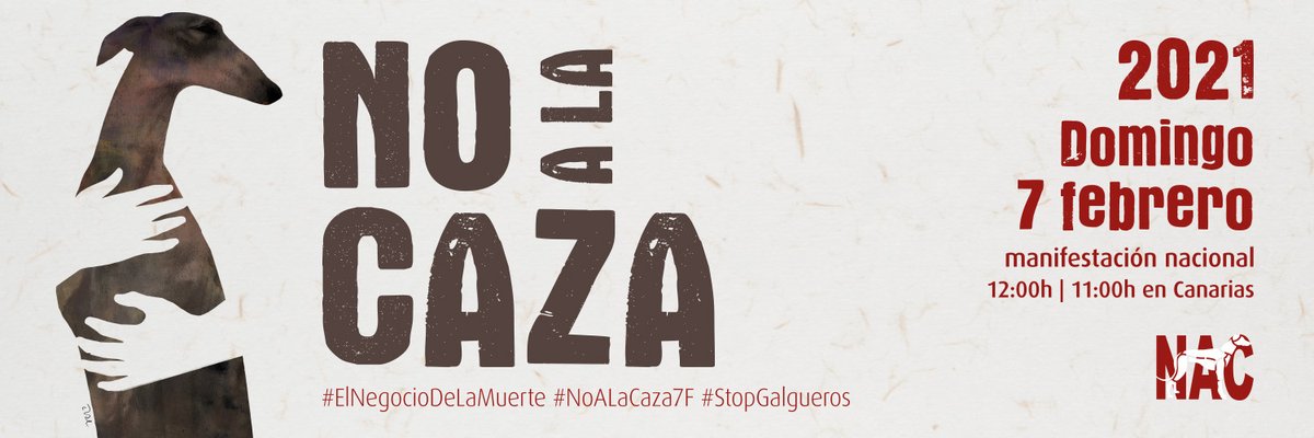 FAADAorg's tweet photo. ⚠✊¡No faltes! Nos sumamos a la @plataforma_NAC para decir bien alto #NoALaCaza! Mañana a las 12h manifestaciones en Plaza Catalunya (Barcelona) y en varias ciudades de España. Busca la convocatoria en  👉https://t.co/VK2wpECvVU 

#ElNegocioDeLaMuerte #NoALaCaza7F #StopGalgueros https://t.co/cLSi32YZRz