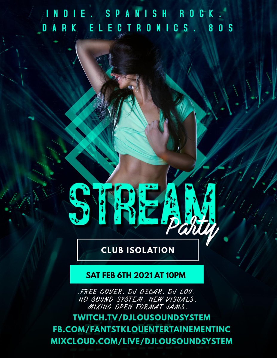 LouSoundSystem's tweet image. Saturday Club Isolation 10PM live stream on twitch - mixcloud - facebook link on flyer! Lets get it!!