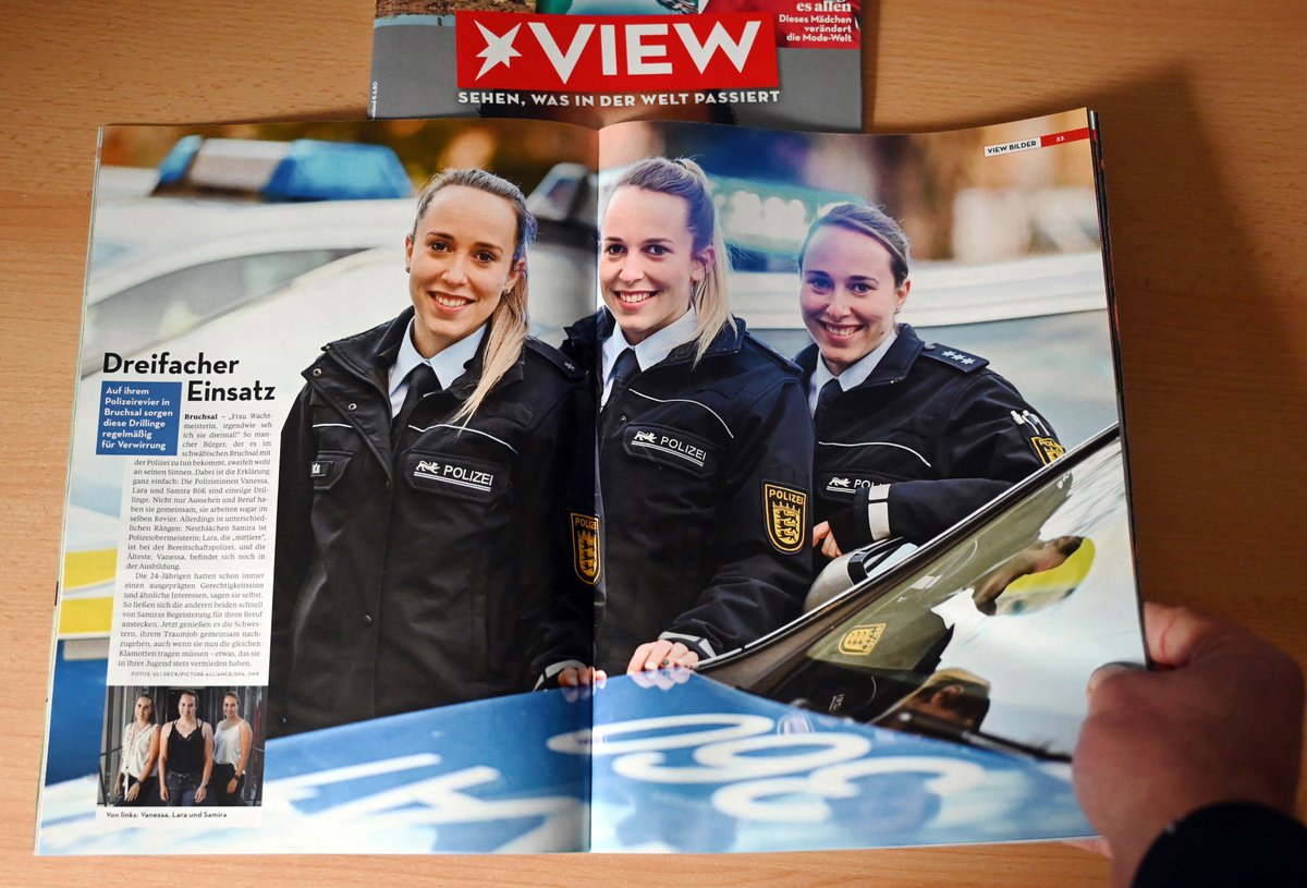 Danke VIEW Magazin für die Doppelseite in der Februar Ausgabe mit eines meiner dpa Fotos zu den Polizei Drillingen. #polizei#polizistinnen#blaulicht#streifenwagen#drillinge#schwestern#geschwister#karlsruhe#polizeipräsidiumt#trio#viewmagazin#view#doppelseite#stern#dpareporter#