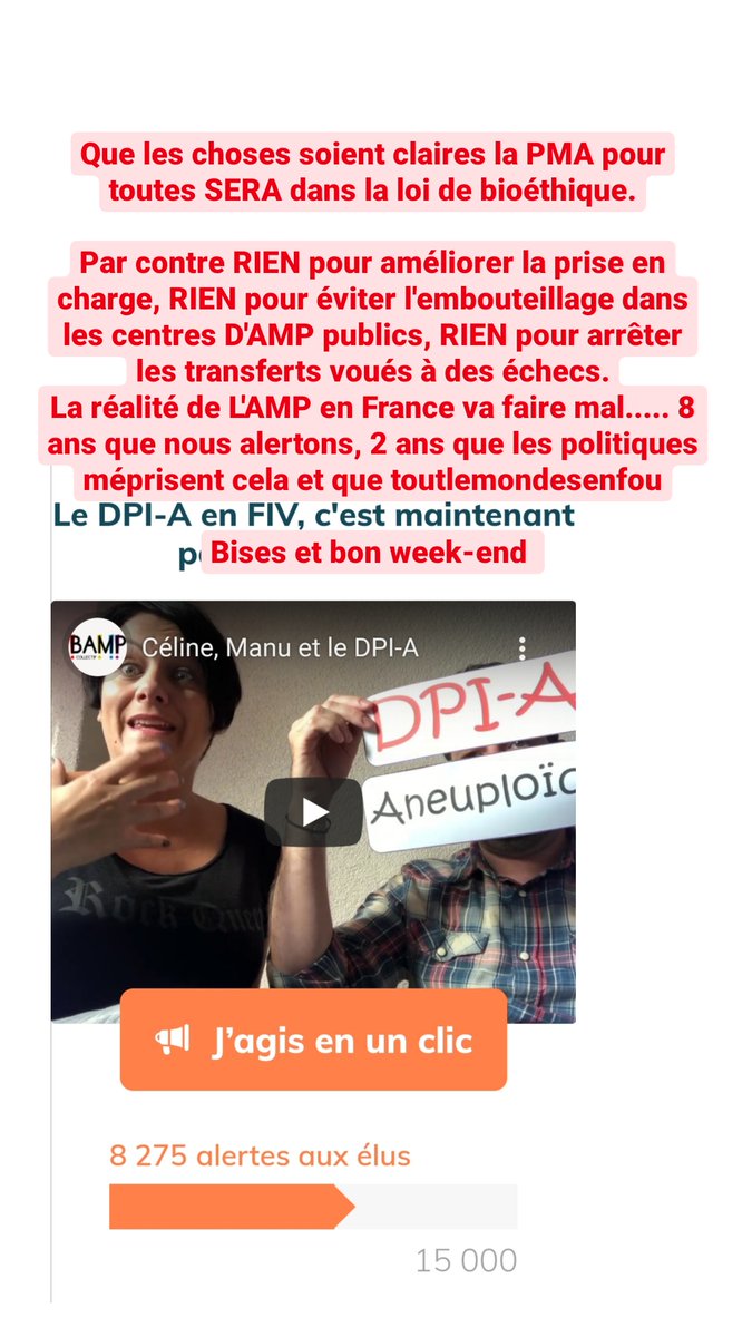 CollectifBAMP's tweet photo. #PJLBioéthique
Quand allez-vous ouvrir les yeux ?
Rien dans la loi de bioéthique pour améliorer la prise en charge en AMP.
Aucune volonté politiques, ni médiatiques, d'expliquer le réel et de répondre aux besoins des patients présents et futures.
#tlmsf et c'est dommage https://t.co/Um9gQyRSTP