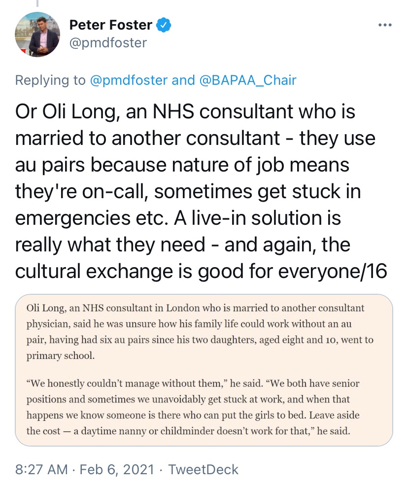 If the real ‘currency’ that is in fact being exchanged here is ‘cultural’ & not economic then why bother paying the au pairs at all eh? Or, perhaps, maybe the au pairs should pay the parents for this wonderful opportunity to learn about a new culture?
