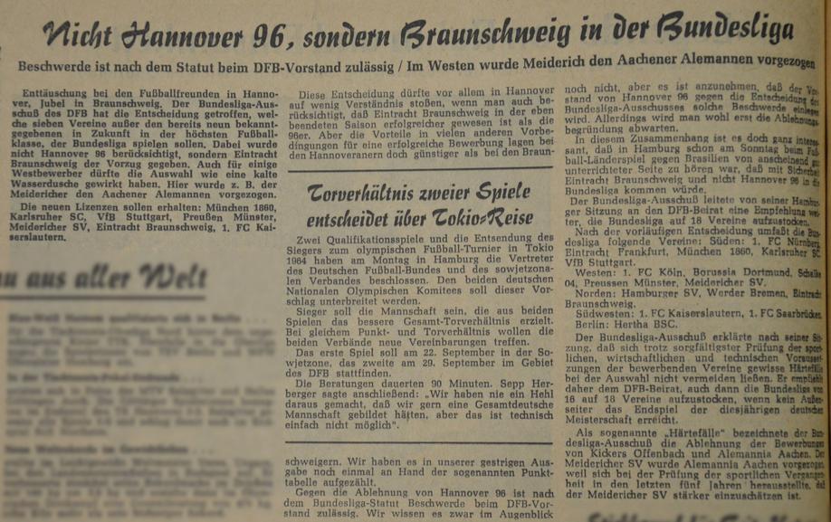 Then in 1963, 16 sides are chosen for the 1st ever Bundesliga season. 3 spots are given to Northern clubs. HSV & Werder Bremen are chosen & the Lower Saxon clubs vie for the last spot. Despite their smaller ground & worse finances Braunschweig finally win a decision over Hanover