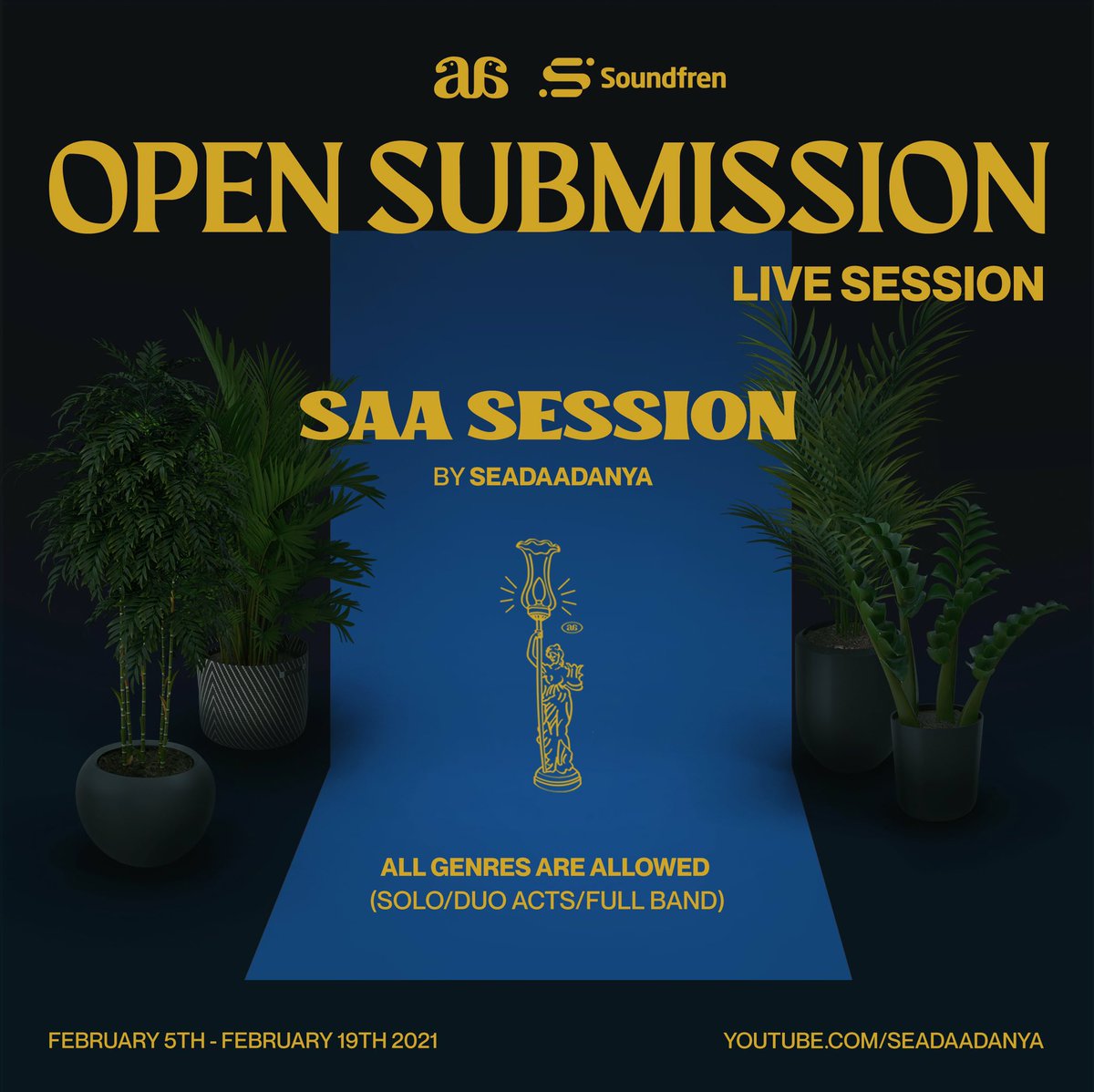 soundfren's tweet photo. Submit karya terbaik kalian dari 5 Februari hingga 19 Februari 2021 dan dapatkan kesempatan tampil serta dibuatkan video Live Session, merchandise, dan benefit lainnya.
Detail lebih lanjut silahkan cek aplikasi!
#SemudahItu bermusik dengan #Soundfren
#Seadaadanya https://t.co/AMZObagUYa