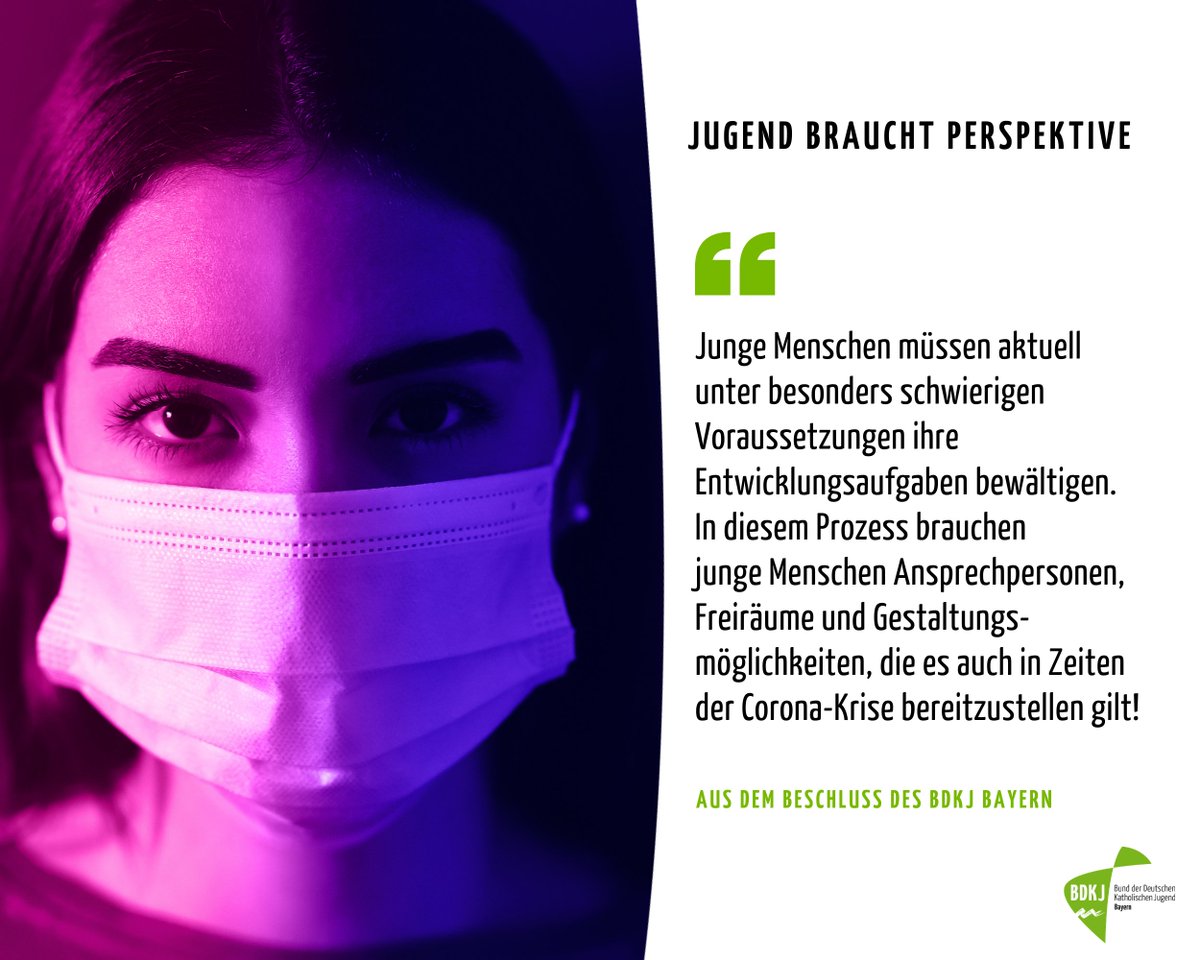 Gerade in Zeiten der #Krise braucht es eine starke #Jugendpolitik. Der Landesausschuss des #BDKJ Bayern hat soeben die Position „Risikogruppe #Jugend? Für eine starke Jugendpolitik in Zeiten der Krise!“ verabschiedet! Zur Pressemitteilung: bit.ly/3oX3zXf #Corona