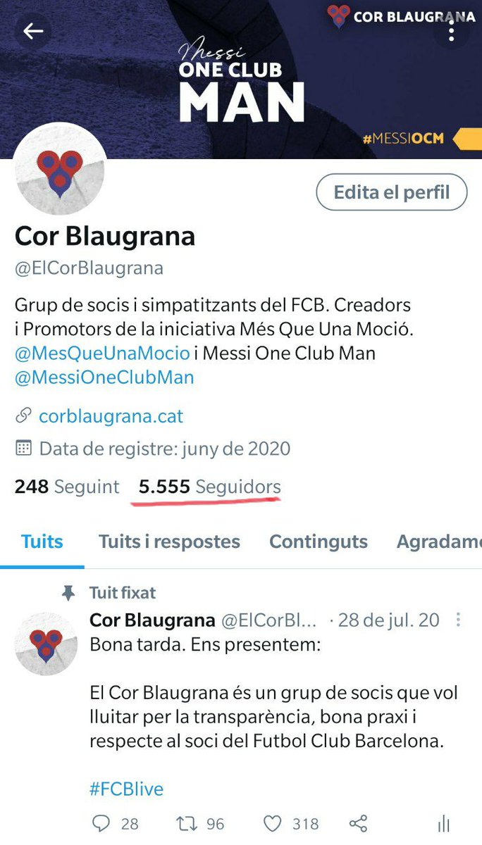 ElCorBlaugrana's tweet photo. Avui estem d'enhorabona. Ja fa uns dies que estàvem a prop de la xifra, però avui l'hem assolit.

5️⃣.5️⃣5️⃣5️⃣ seguidors

Estem molt contents i il·lusionats que tots vosaltres volgueu saber les nostres impressions i propostes!

#Gracies
#MultiseusFCB https://t.co/DapePvZKEm