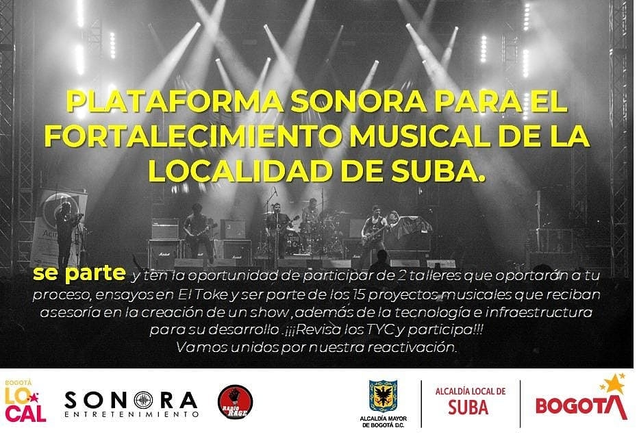 Este programa dará la oportunidad a 15 procesos musicales de la Localidad y a 10 gestores de fortalecer sus competencias a partir de dos talleres dictados por un equipo idóneo y con experiencia en el desarrollo de show.Inscribete forms.gle/j4q6w5d3VpBErb…