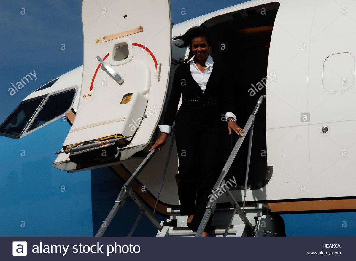 You don't often see the C-40 in Air Force 1 mode. But it is possible. They've often been used for First Lady travel. Here's Michelle Obama exiting one.