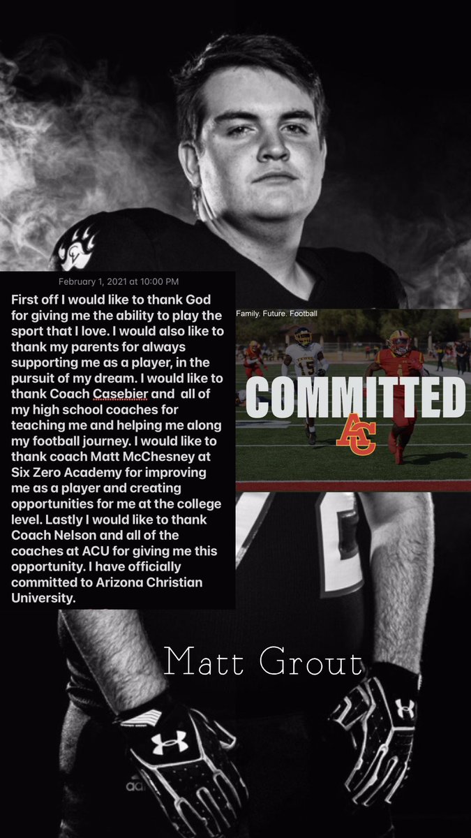 SABERCAT NATION...on Wednesday, Matt Grout signed to play at Arizona Christian Univ.  Today we celebrate you and your accomplishments Matt.  Congratulations and good luck in the desert.  Show them what CV Sabercat football is all about!