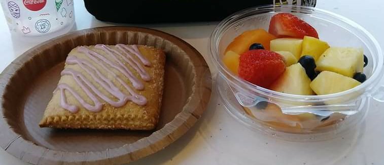 pastorjonself's tweet photo. @ThemeParkTrader #TodayCafe Lemon Blueberry Cheesevske PopTart with a side of fruit because you just ate a theme park pop tart! https://t.co/1PZPfpGrAP