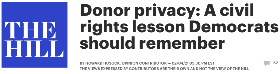 This guy is claiming that  #HR1's anti-dark money provisions are an abandonment of civil rights principles.But under HR1, wealthy donors would only be subject to disclosure when they give MORE THAN $10K to groups that spend the money on elections. Let's be clear…