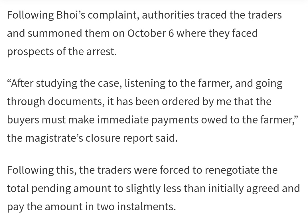 6. Farmers and FPCs are empowered to take matter in their hands and resolve the dispute. No middleman, just quick justice.  https://twitter.com/GurjantSM/status/1357985871744487426?s=19