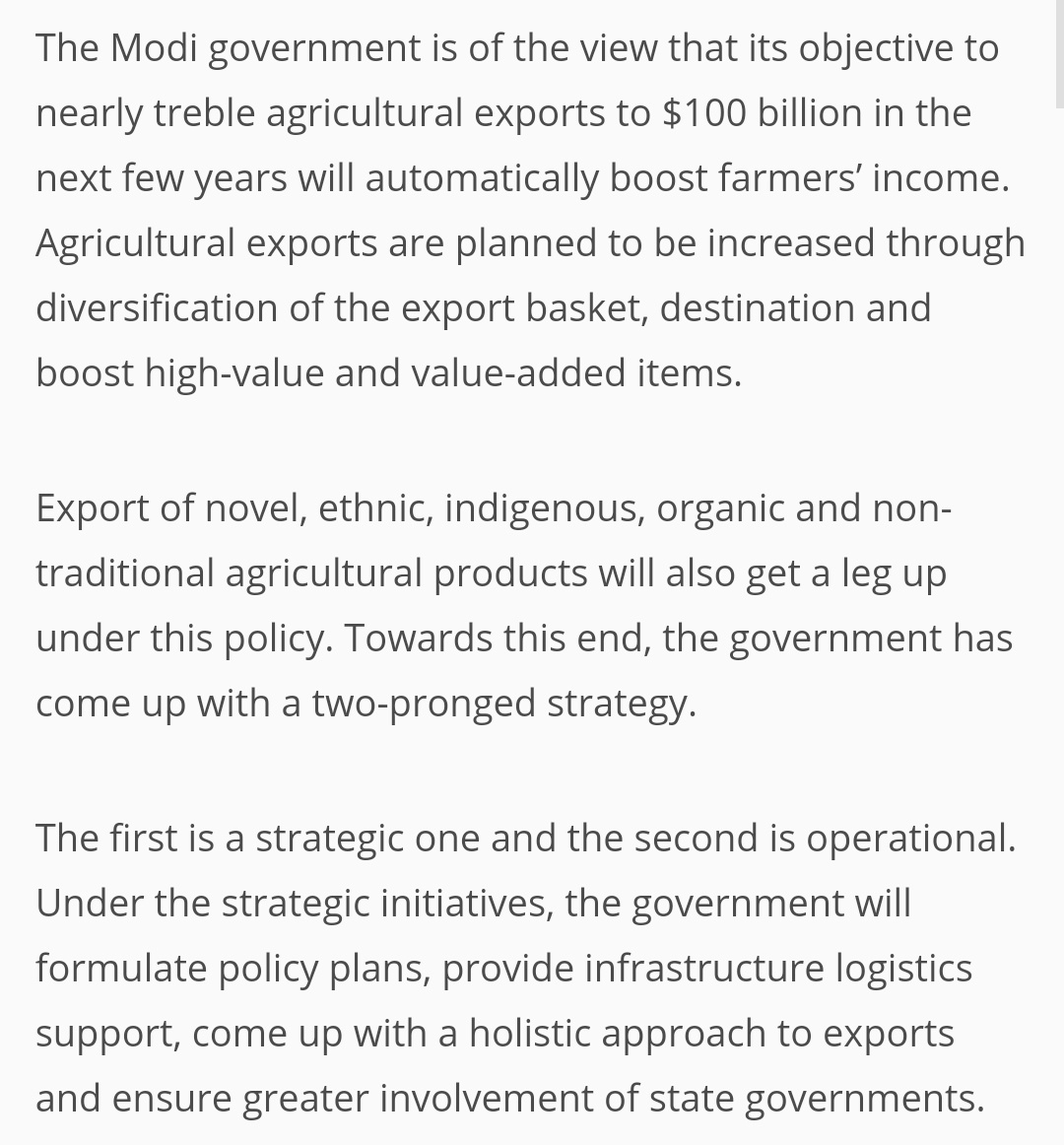 9. Will leave you with this. https://twitter.com/GurjantSM/status/1357985881076867077?s=19 https://swarajyamag.com/economics/how-modi-government-has-speeded-up-its-efforts-to-increase-agricultural-exports-double-farmers-income
