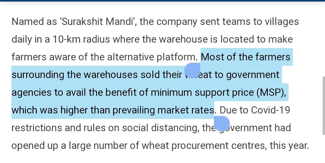 10. Will GOI will allow such an exploitation of massive scale to happen?!GOI came didn't allow hoarding and blackmarketing of masks/PPE items/HCQs during the pandemic.Logistics will improve, it has already begun. https://www.financialexpress.com/industry/agriculture-reform-warehousing-firms-to-purchase-crop-from-farmers-directlly/2037969/lite/?__twitter_impression=true https://twitter.com/GurjantSM/status/1357985883249537027?s=19