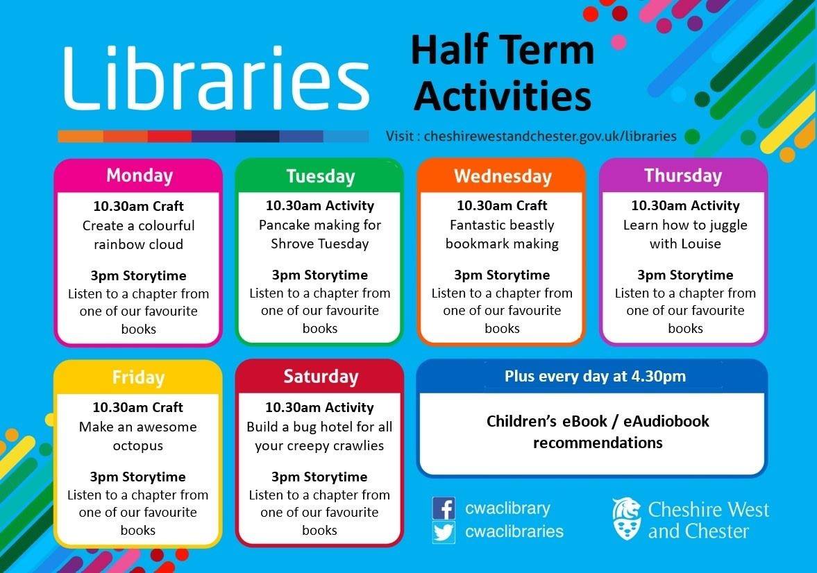 WhitbyPol's tweet photo. Cheshire West and Chester Libraries are running activities during half term. 
Family crafts provided by the Chester Pride team, on Sunday 14 and 21 February, at 10.30am, as part of LGBT+ History Month. https://t.co/0bCjWaVp33