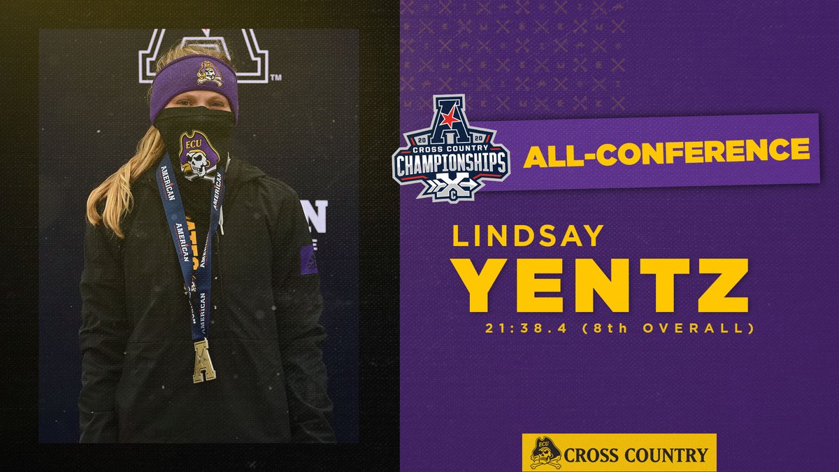 ECUTFXC's tweet photo. Congrats to Lindsay Yentz on scoring a Top 1️⃣0️⃣ finish at today's @AmericanXCTrack Cross Country Championships and earning all-conference honors! 🏅🏴‍☠️ https://t.co/jneMQkr3JO