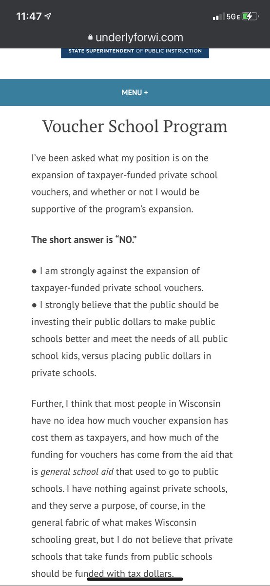 From her website: No funding for vouchers. Because she’s a damn liar when she talks about equity.