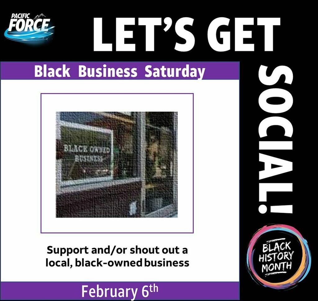 Pacific_Force's tweet photo. It is #BlackBusinessSaturday Pac Force! Let’s shout out any local businesses in your community. Don’t forget to tag them! 

#PacForce •#StandForEquality • #DreamInBlack • #LifeAtAtt https://t.co/okKsoO5Fm6