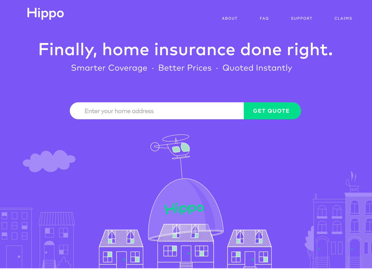   $RTP/ @hippo_insurance: SaaS harnessing AI to revolutionize the home insurance industry - Everything you need to know- One-stop-shop for all things smart/connected home- Higher growth & revenue than closest public competitor  $LMND/ @Lemonade_IncTime for a thread 