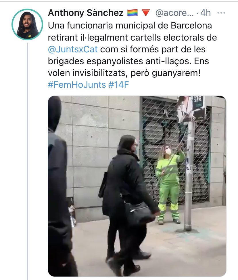 AdaColau's tweet photo. És greu que un ex President de la Generalitat i la líder de JuntsXCat a Bcn difonguin teories conspiratives delirants que posen en el punt de mira els treballadors municipals, els exposen amb imatges i qüestionen la seva professionalitat. 

Cal una rectificació de JuntsXCat. https://t.co/pqL4yYFKDM