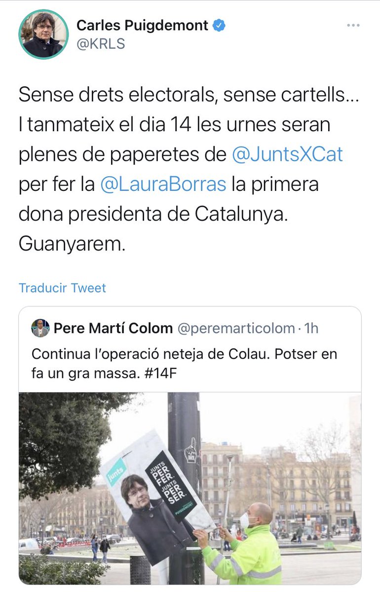 AdaColau's tweet photo. És greu que un ex President de la Generalitat i la líder de JuntsXCat a Bcn difonguin teories conspiratives delirants que posen en el punt de mira els treballadors municipals, els exposen amb imatges i qüestionen la seva professionalitat. 

Cal una rectificació de JuntsXCat. https://t.co/pqL4yYFKDM