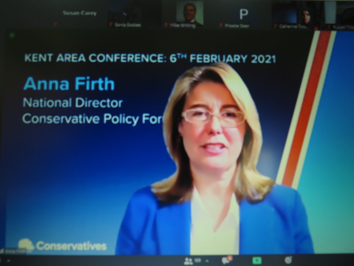 susanjcarey's tweet photo. #kentconference continues with excellent contributions from @Anna_Firth  @Jacob_Rees_Mogg @pritipatel &amp; a message from @BorisJohnson (Also on screen @mikejwhiting chairing &amp; @CllrRoryLove asking a q.)
A great start to our campaigns for the local elections here in Kent on 06 May. https://t.co/JbKkjkkpCc
