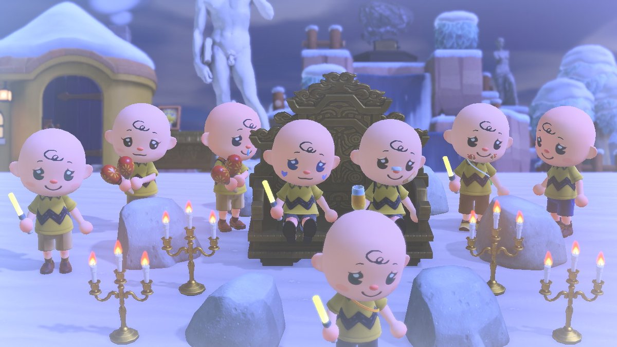 Wa はる ぶるちゃんの島でチャーリーブラウン軍団に混じってきたよ 再現度高すぎるかわいすぎる ハゲに後光が差すエモート揃えるの至難の業だよね