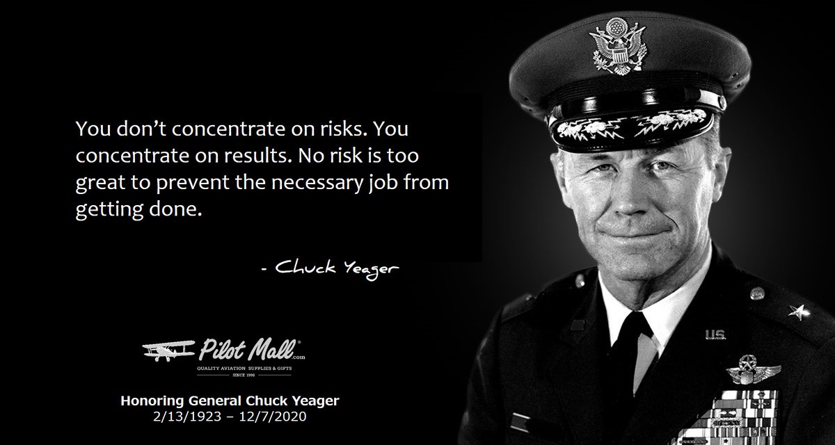 pilotmall's tweet image. We're honoring the late, great Chuck Yeager each day this month, his birth month. Here's your daily dose of Yeager wisdom!