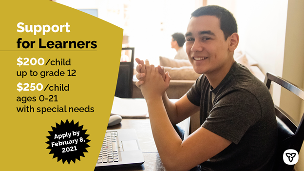 erniehardeman's tweet photo. The #SupportForLearners program is open to applications until February 8, 2021.
Families can receive:
$200/child up to grade 12
$250/child or youth ages 0-21 with special needs
To apply, visit https://t.co/pwAbGQMroz. https://t.co/e95xXDQgIq
