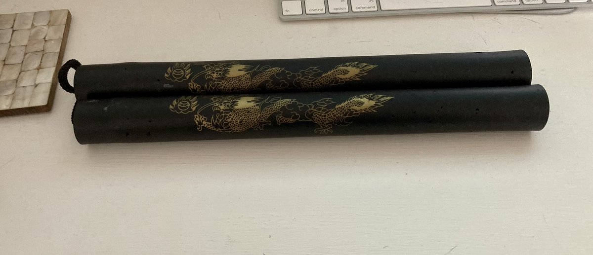 AshleyMcGuire_'s tweet photo. See these? These are Big Mandy’s actual nunchucks. I would like to auction them to the highest bidder for Battersea Dogs Home. I will sign them for the winner. Please retweet, all the This Country fans. Highest bid in by Monday morning wins. Bids in comments please. #ThisCountry https://t.co/7ixDL5mh9M