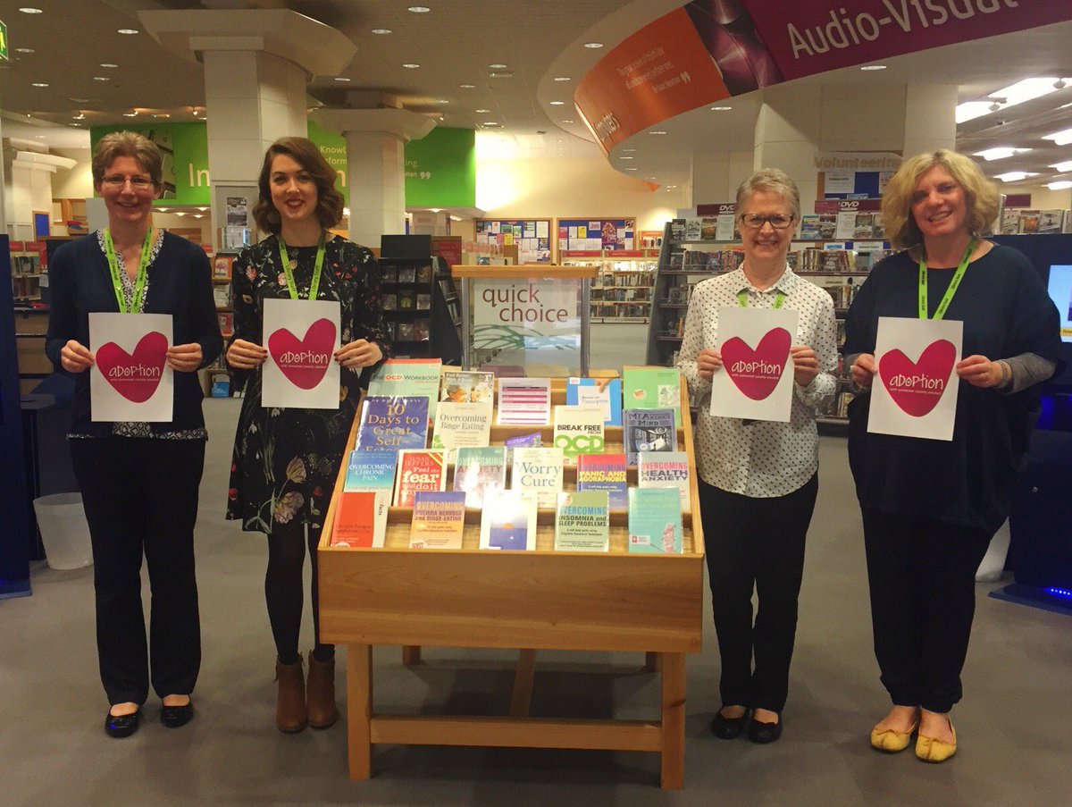 AllieEwan's tweet photo. 25 years ago today #TauntonLibrary opened in a new location in Paul St. We were open today and still going strong 💪 ⁦@SomersetLib⁩ Two of the team working today were there on opening day! 🎂 (Picture from 2016) https://t.co/6ZCQohWPjj