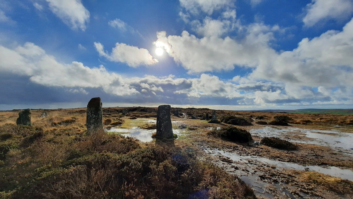 The Nine Maidens Stone Circle looking lovely in the sunshine this afternoon.  #PrehistoryOfPenwith